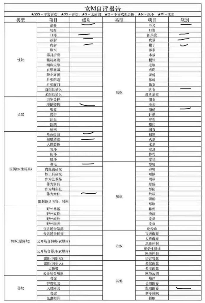 女M自评报告